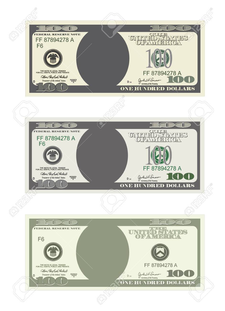 design template 100 dollars banknote bill one hundred dollars