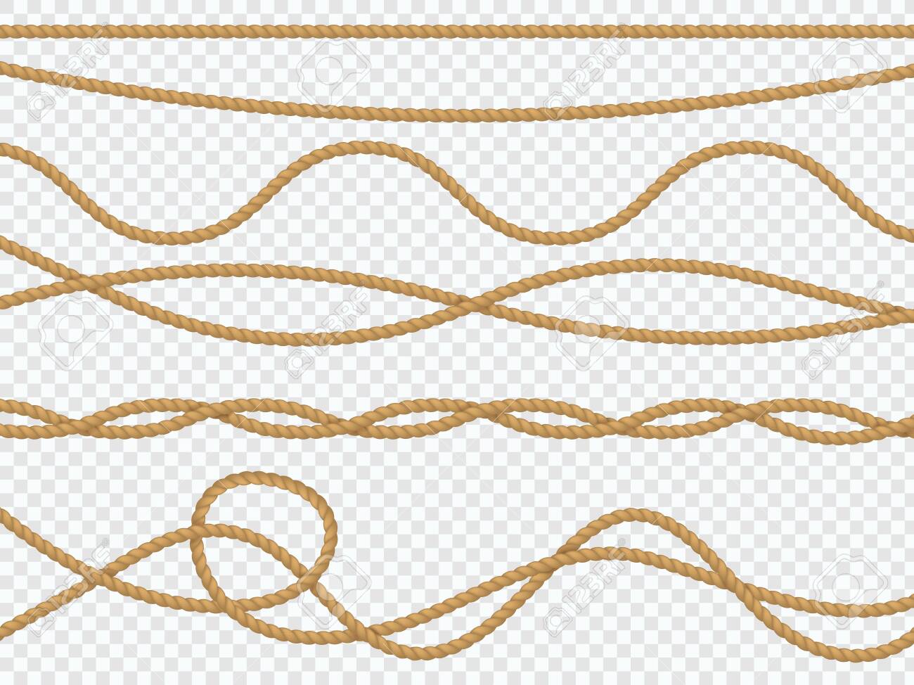 Realistic Fiber Ropes. Curve Rope Nautical Cord Straight Lasso Marine  Border Brown Jute Twine Natural Tied Packthread. Vector 3d Decor Royalty  Free SVG, Cliparts, Vectors, and Stock Illustration. Image 122575565., image size:1300x974