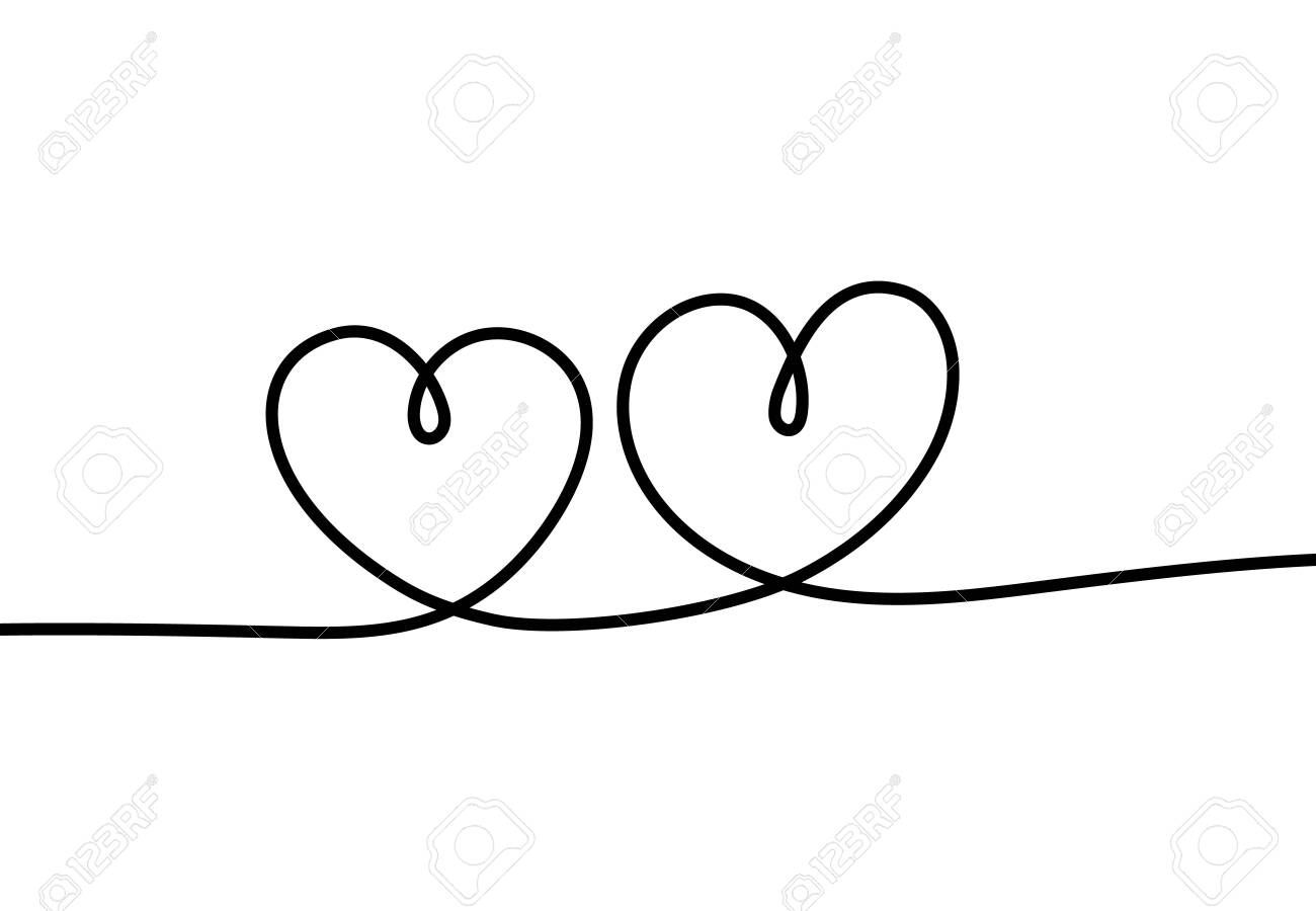 Two Hearts. Romantic Continuous One Line Drawing Connecting Two Hearts, Love  Valentine Sign, Tattoo Art Minimalist Design Vector Sketch Concept Royalty  Free SVG, Cliparts, Vectors, and Stock Illustration. Image 140894896., image size:1300x900