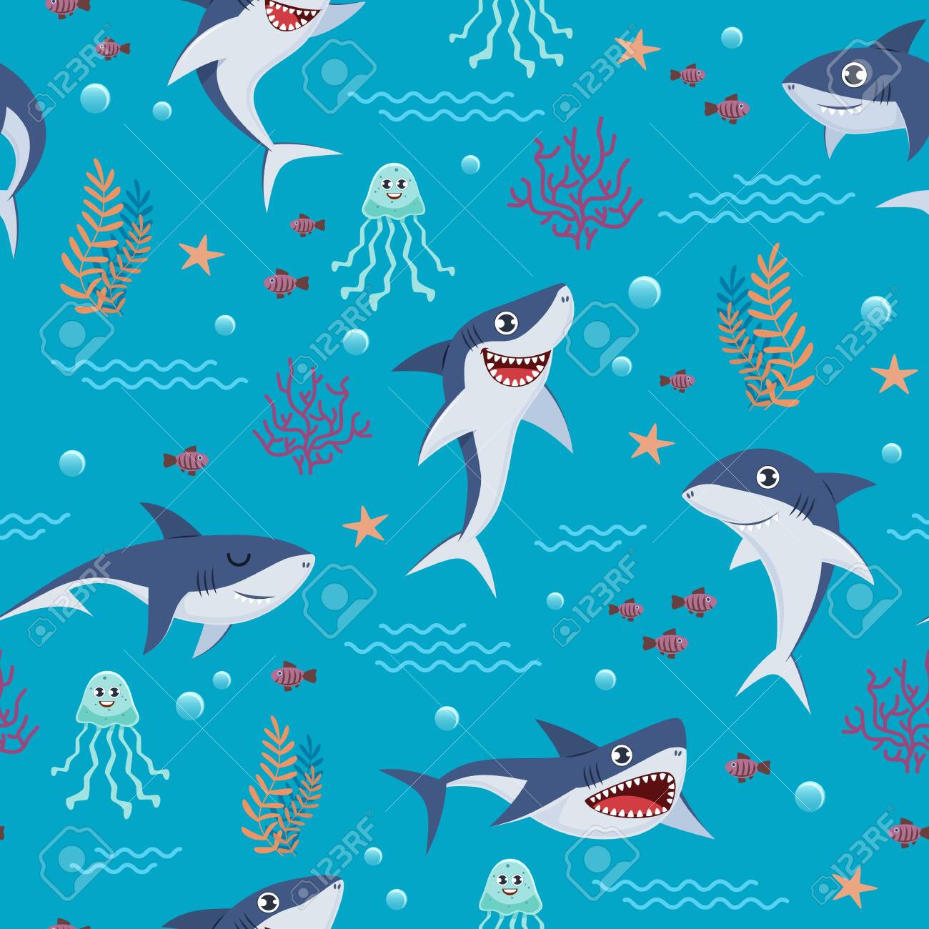 INTERESTPRINT Womens Underwater Pattern with Cute Cartoon Sharks Jacket Coat INTERESTPRINT Womens Underwater Pattern with Cute Cartoon Sharks Jacket Coat