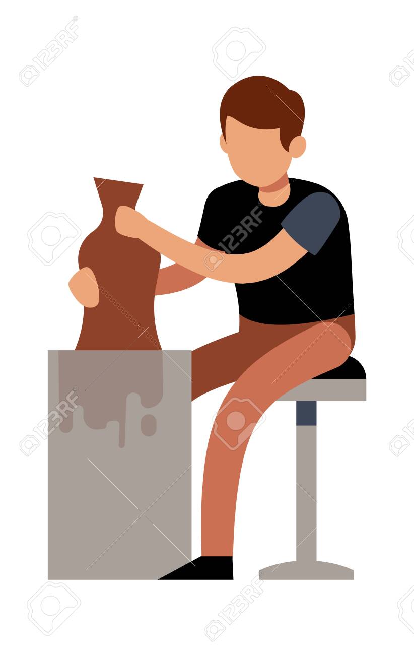 man making pots with clay male character handcrafted ceramic royalty free cliparts vectors and stock illustration image 153227242 man making pots with clay male character handcrafted ceramic