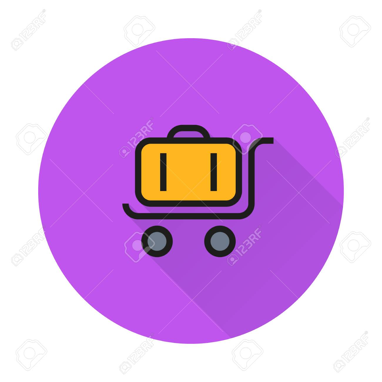 ラウンドのトロリー荷物アイコン背景の作成の携帯 Web インテリア 印刷製品 アプリケーション アイコンを分離します のイラスト素材 ベクタ Image