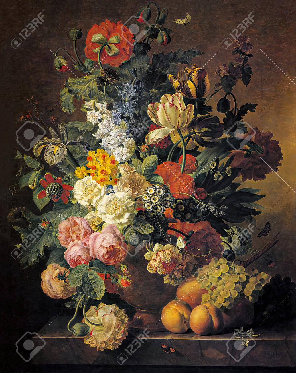 よっしー様イギリスヴィンテージ 大きな花の油絵