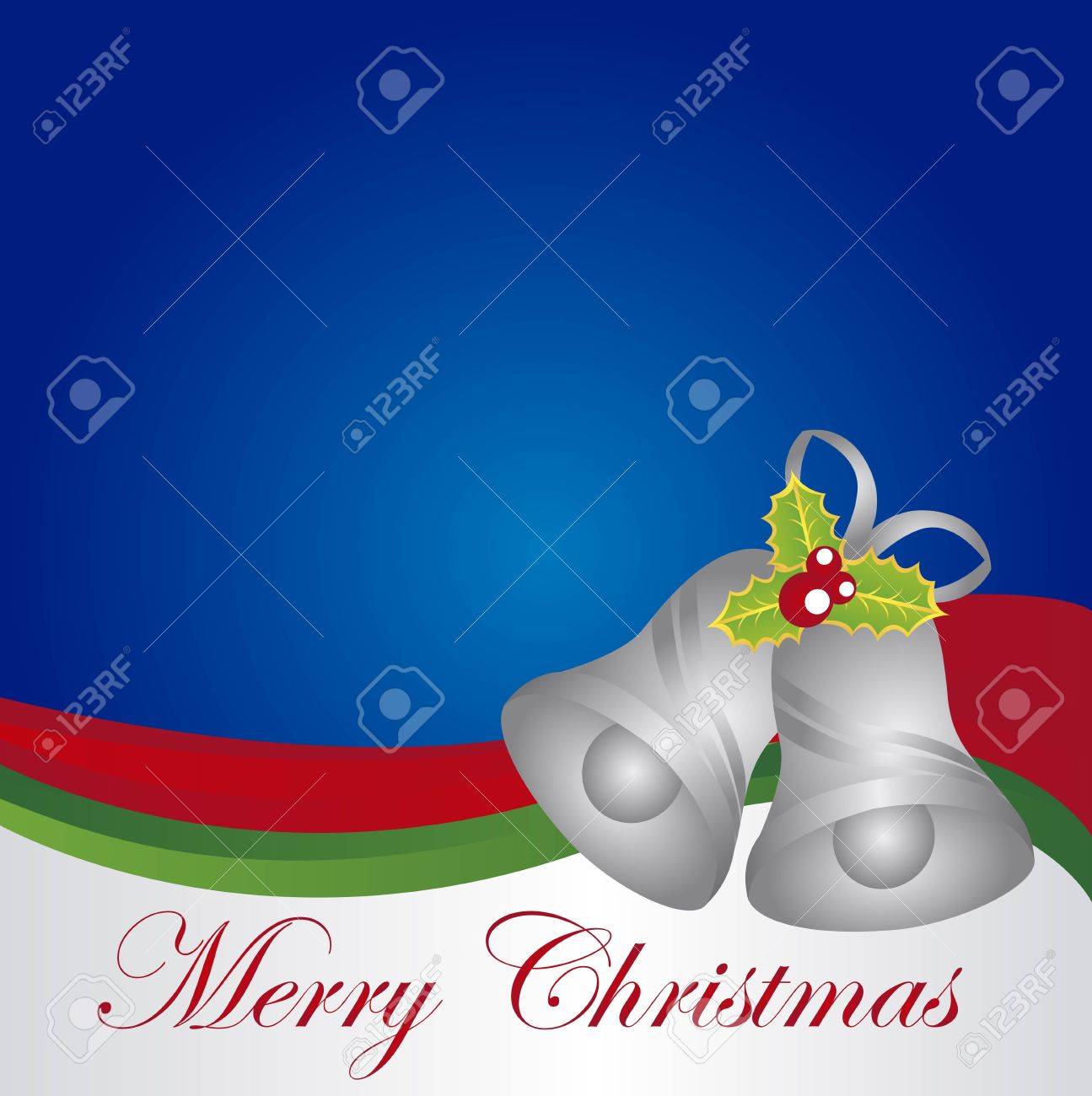 葉に銀の鈴とクリスマスの背景 ベクトルのイラスト素材 ベクタ Image