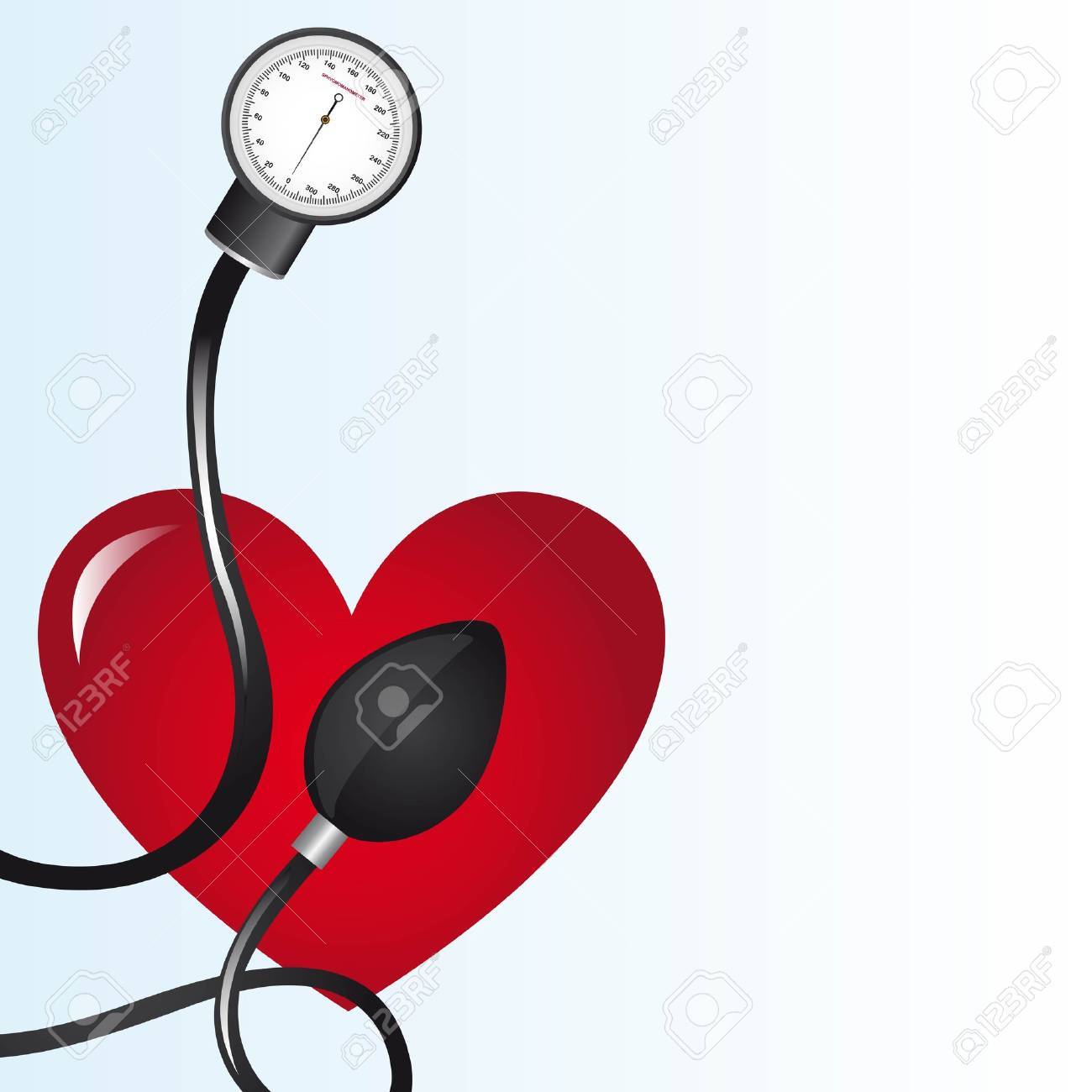 赤いハートのイラスト黒血圧計のイラスト素材 ベクタ Image