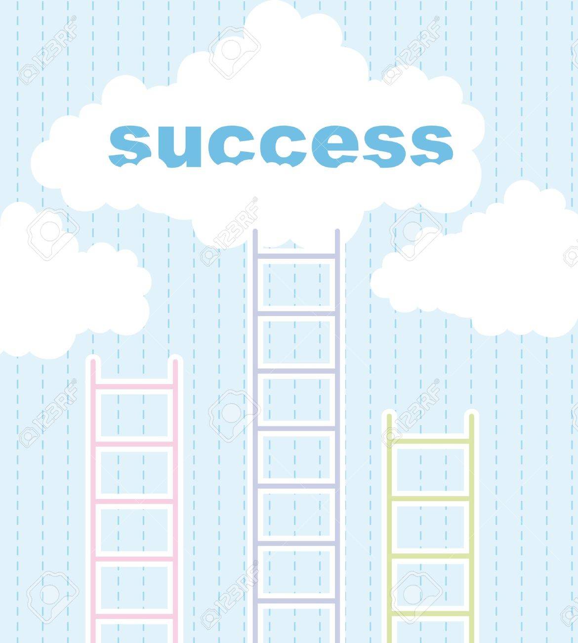 かわいい成功へのはしごかわいい空の背景の上 図のイラスト素材 ベクタ Image 1301