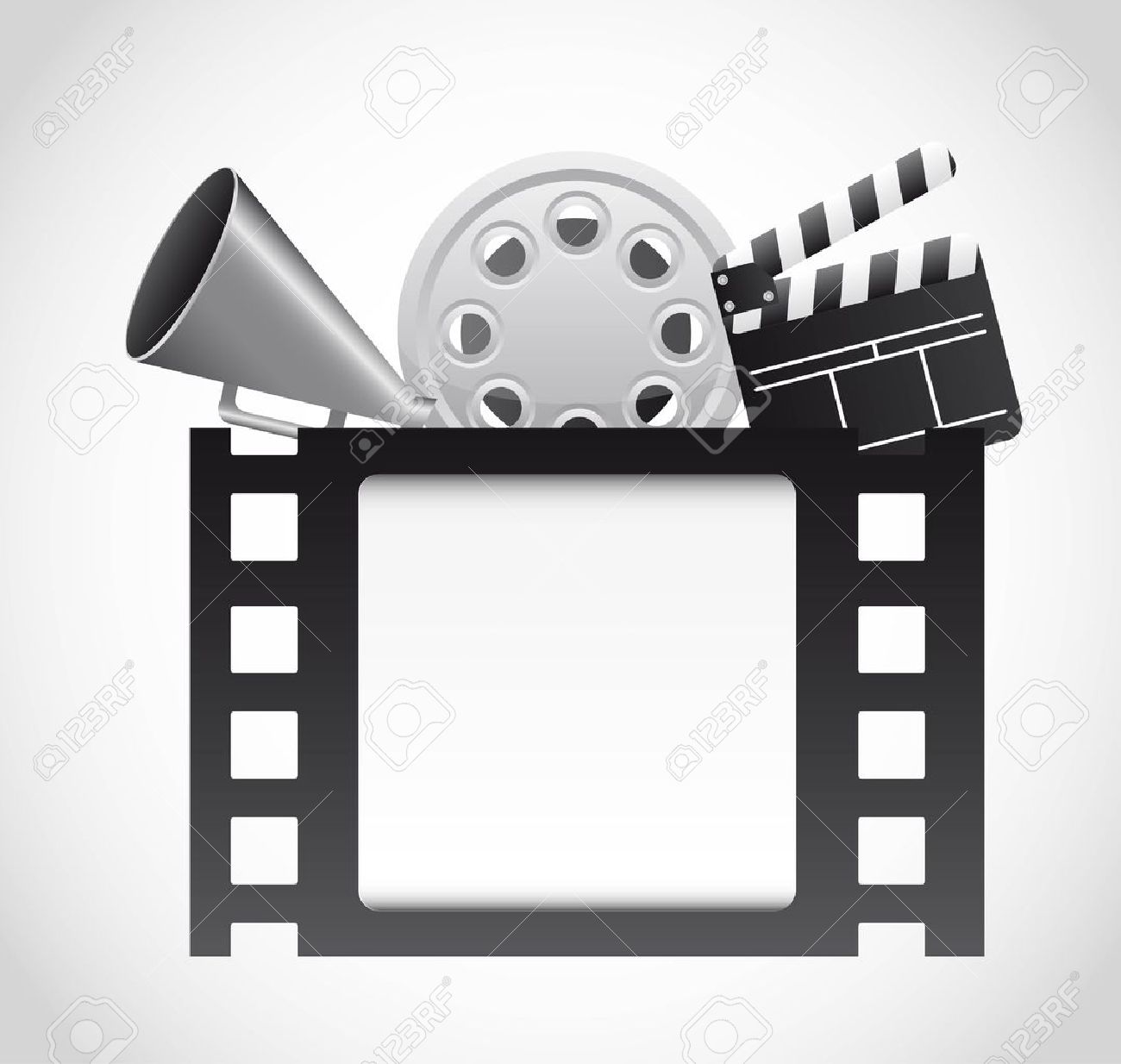 Bande de film avec des éléments du cinéma sur fond gris. vecteur Bande de film avec des éléments du cinéma sur fond gris. vecteur