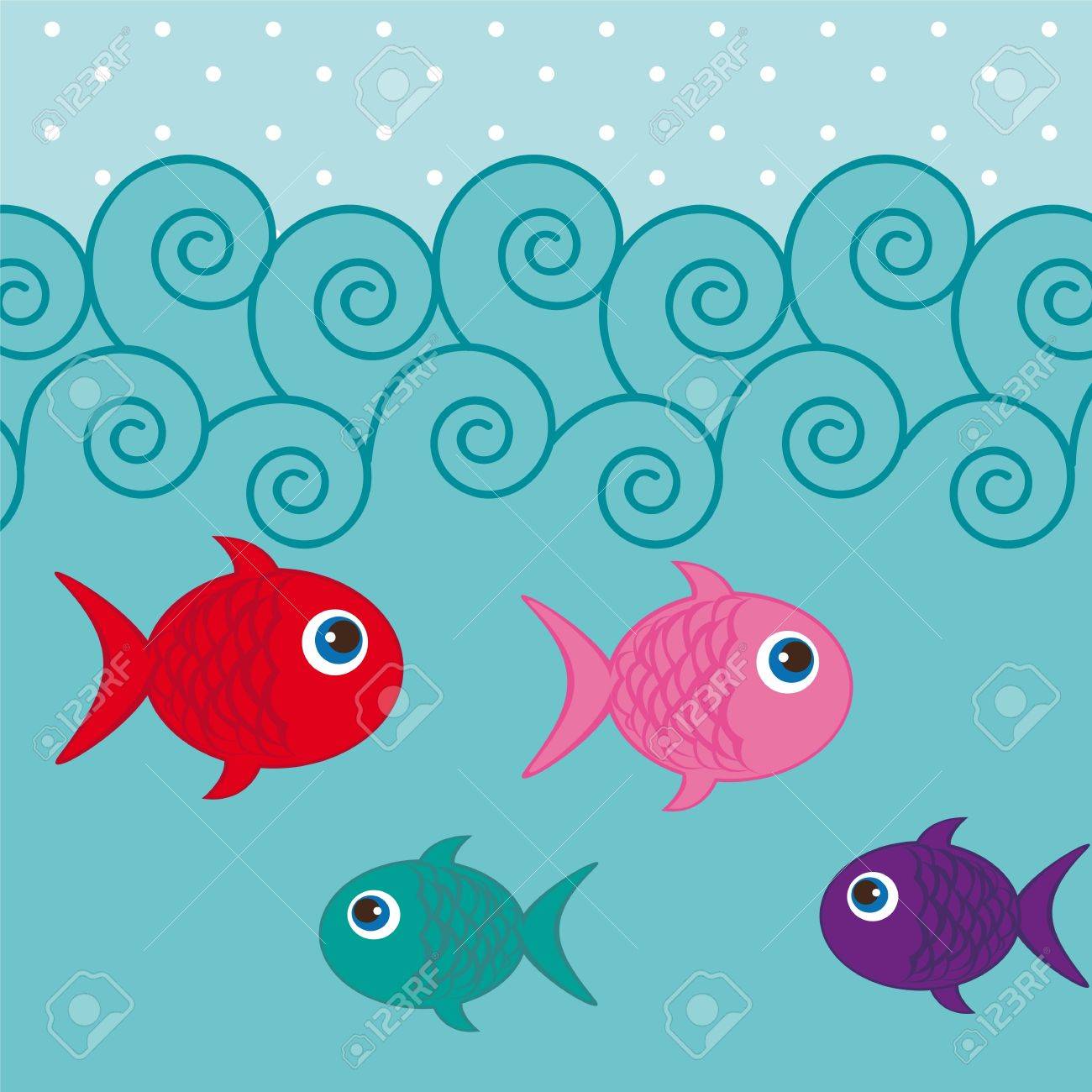 Cute Fishes Into Sea Background Royalty Free Svg Cliparts Vectors And Stock Illustration Image