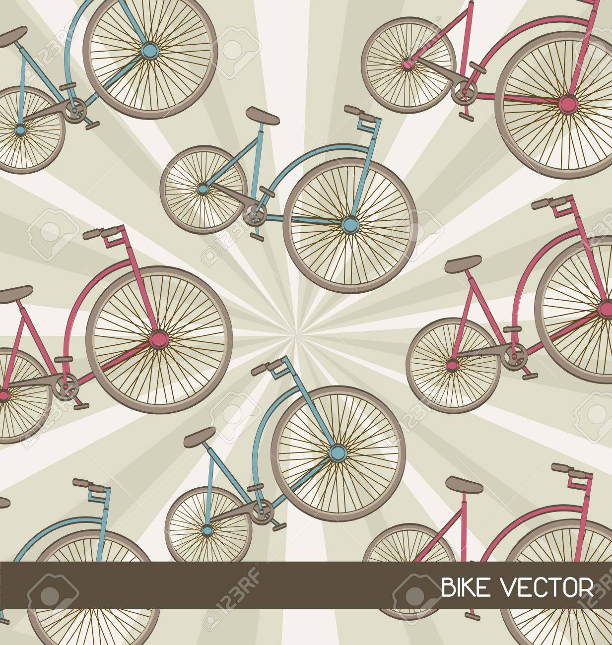 ベージュ色の背景上のかわいい自転車 ベクトル イラストのイラスト素材 ベクタ Image