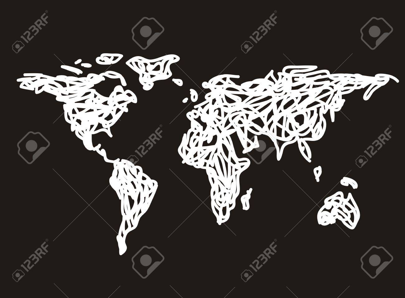 world black and white map