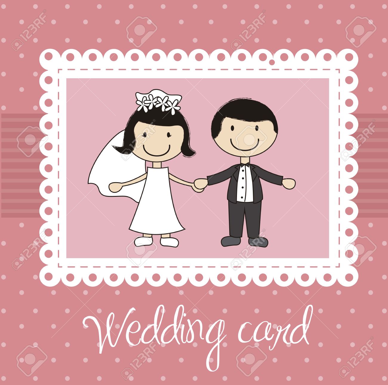Pink Wedding Card With Cute Couple Royalty Free Cliparts Vectors And Stock Illustration Image 15285825