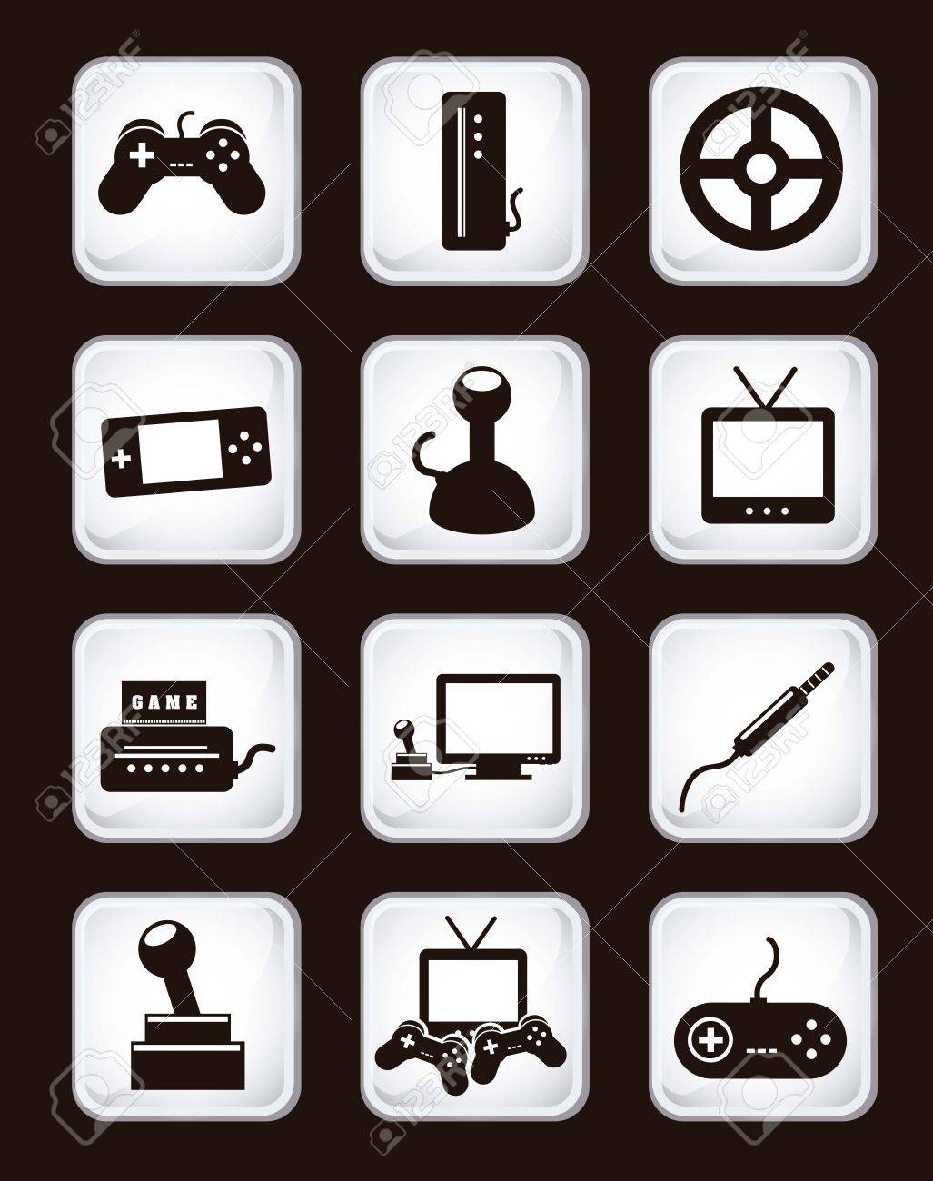 ゲーム アイコン黒背景の上 ベクトル図のイラスト素材 ベクタ Image