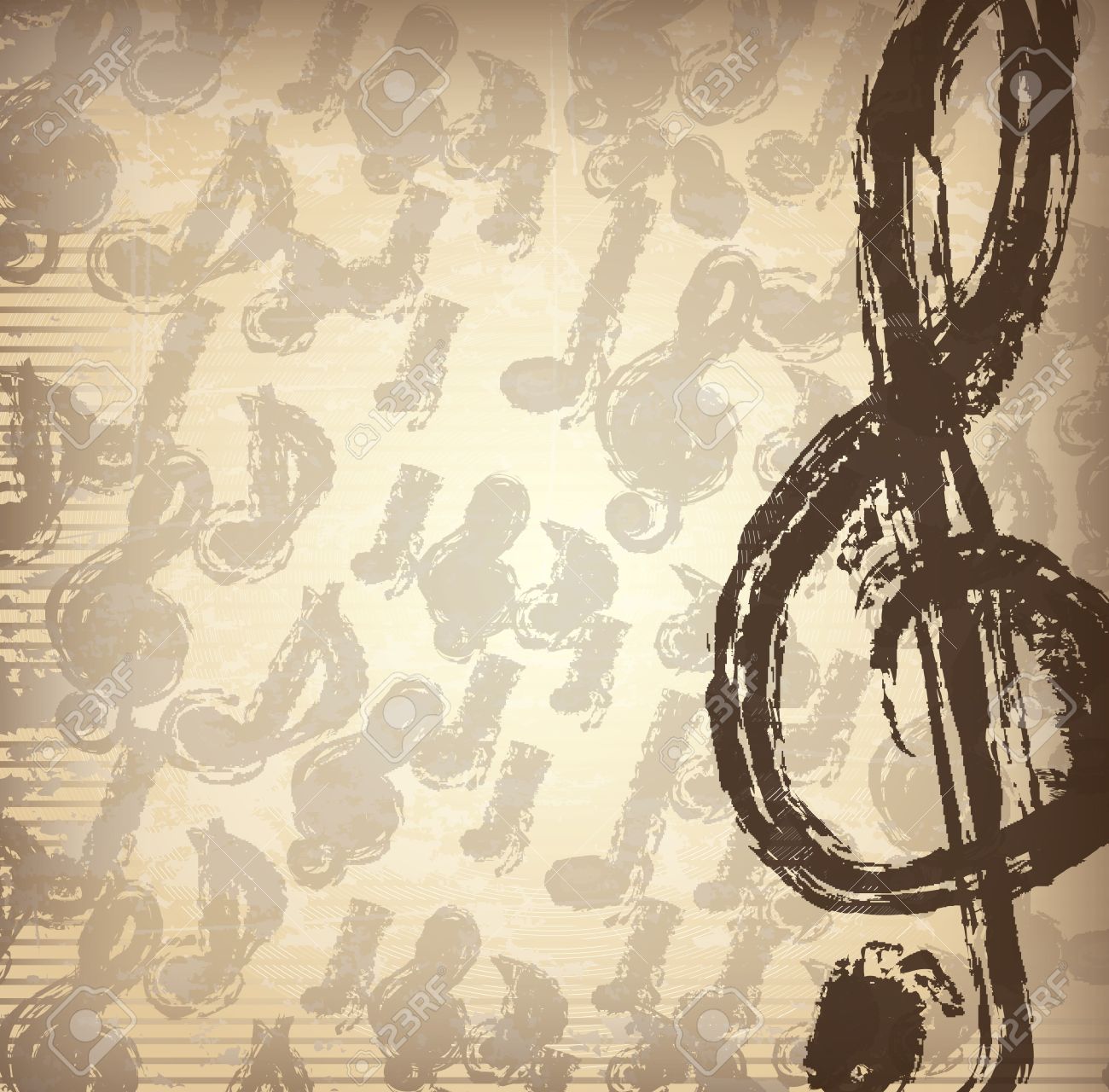 ヴィンテージ背景ベクトル イラスト上の音符 のイラスト素材・ベクタ 