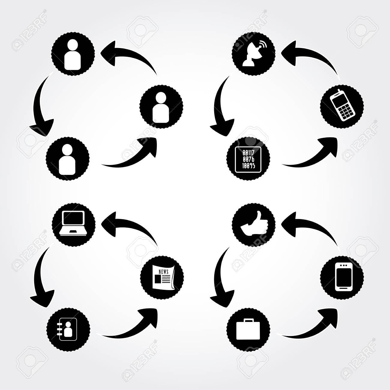 灰色の背景のベクトル図に社会的モノクロ のイラスト素材 ベクタ Image