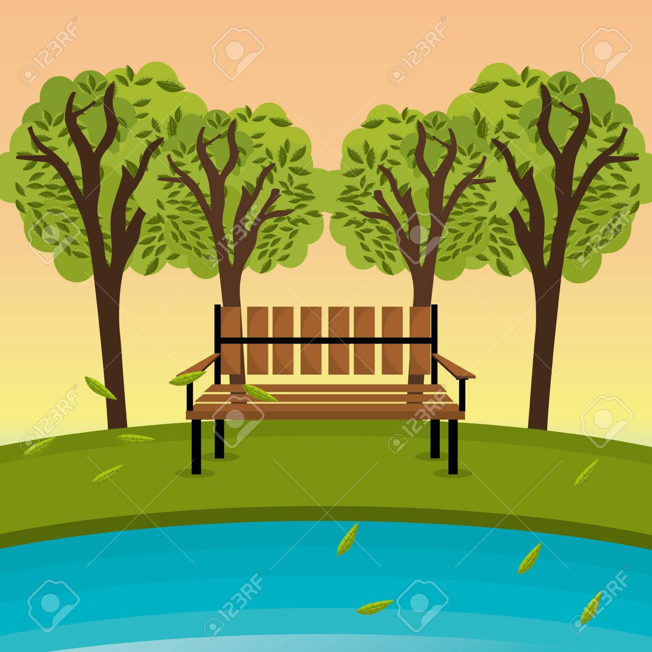 緑豊かな公園のデザイン ベクトル イラスト Eps 10 のイラスト素材 ベクタ Image