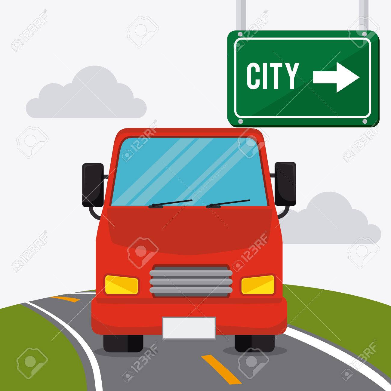 交通機関 道路と車のデザイン ベクトル イラスト上のトラフィック のイラスト素材 ベクタ Image