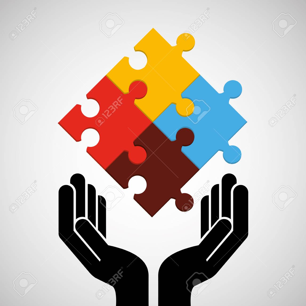 手をつなぐチームワーク連携アイコン ベクトル イラスト のイラスト素材 ベクタ Image