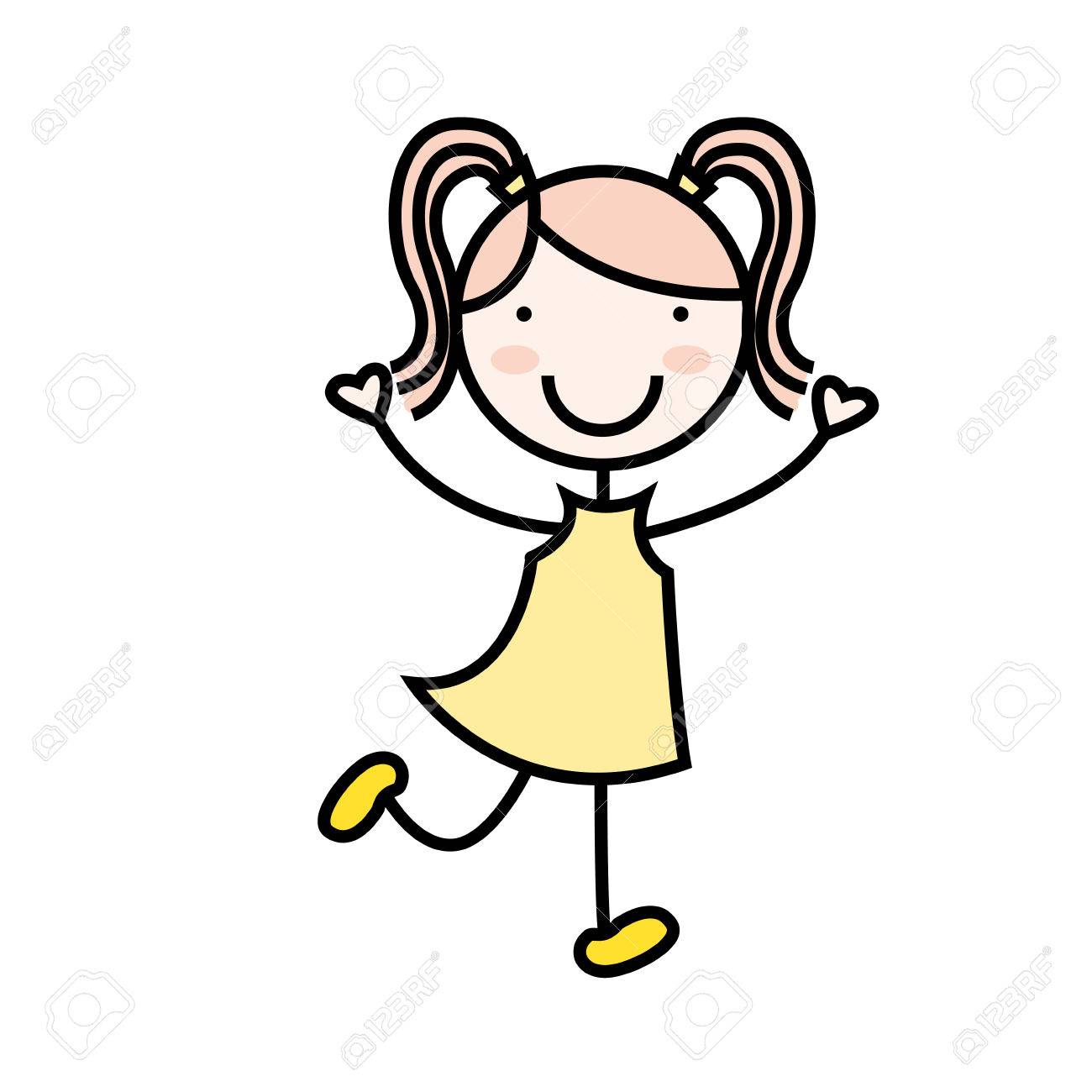 楽しい ベクトル図を笑って漫画女の子アイコン のイラスト素材 ベクタ Image