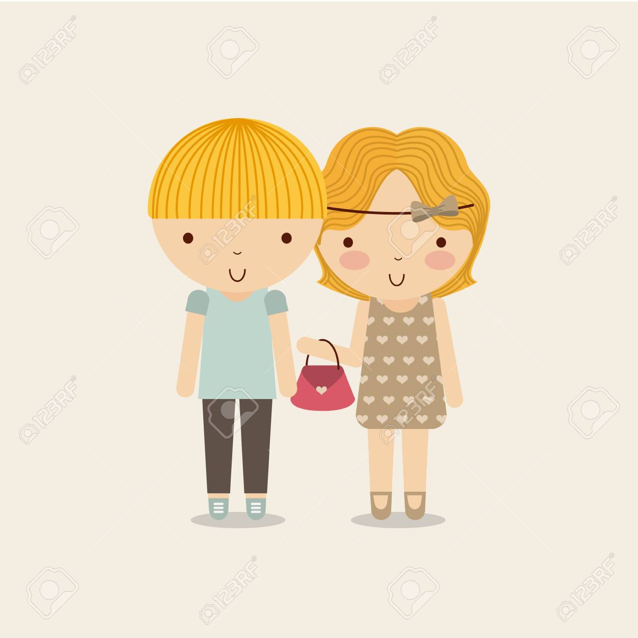 小さな子供とかわいい人概念のいくつかの男の子と女の子のアイコンによって表されます カラフル パステル背景 のイラスト素材 ベクタ Image