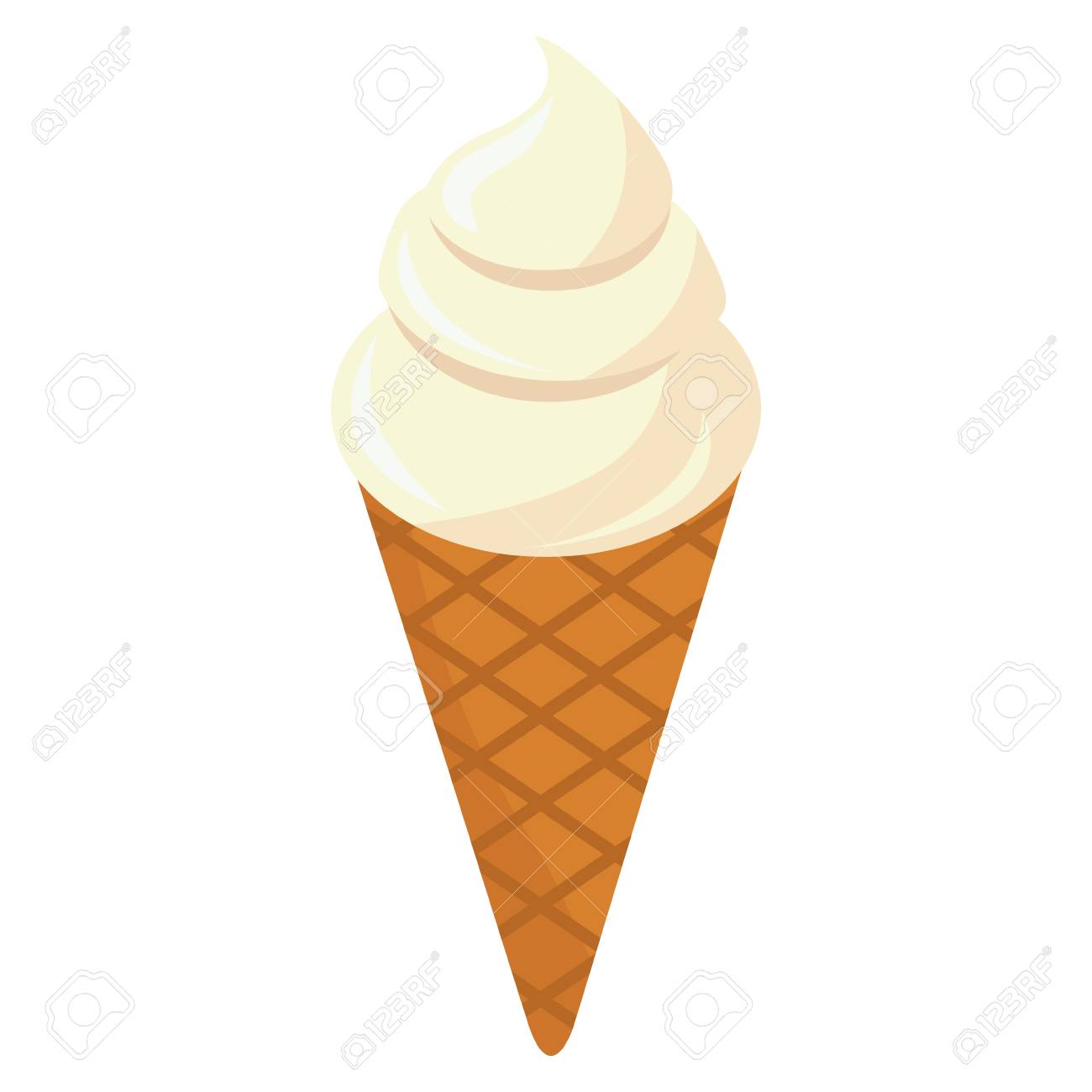 ice cream cone vanilla scoop dessert fun sweet sugar frozen vector