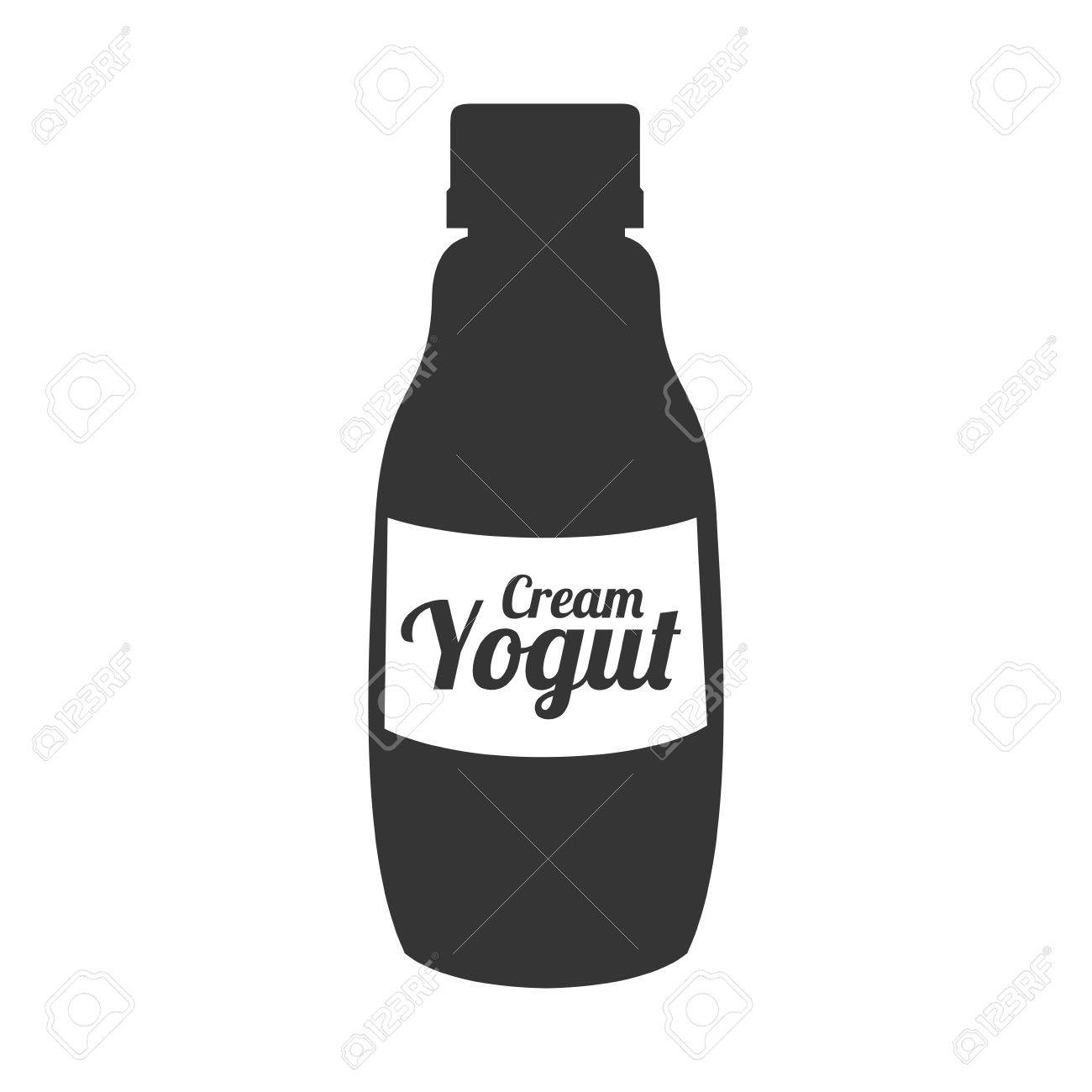 yogurt bottle milk drink plastic food cow vector graphic isolated