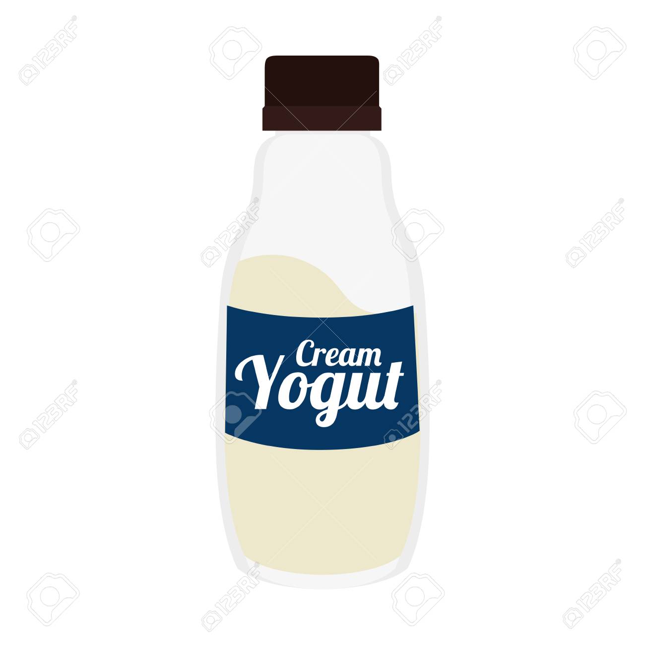 ヨーグルト瓶牛乳飲むプラスチック製食品牛ベクトル グラフィック分離とフラットのイラスト のイラスト素材 ベクタ Image