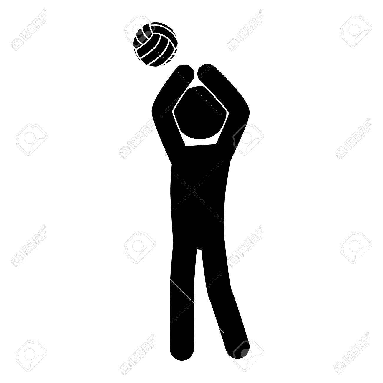 ベクトル グラフィックの分離とフラットのイラスト ポーズ スポーツ人の再生バレーボール男性ピクトグラムのイラスト素材 ベクタ Image
