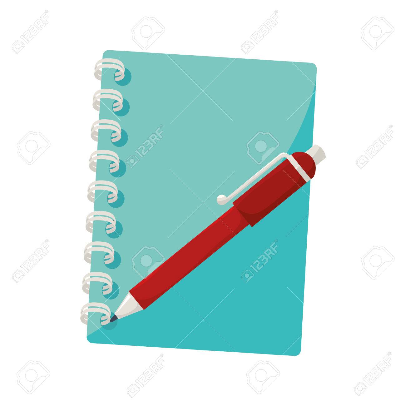 ノート ペン カバー ノート固定ページ Office ツール道具手書きベクトル分離イラストのイラスト素材 ベクタ Image