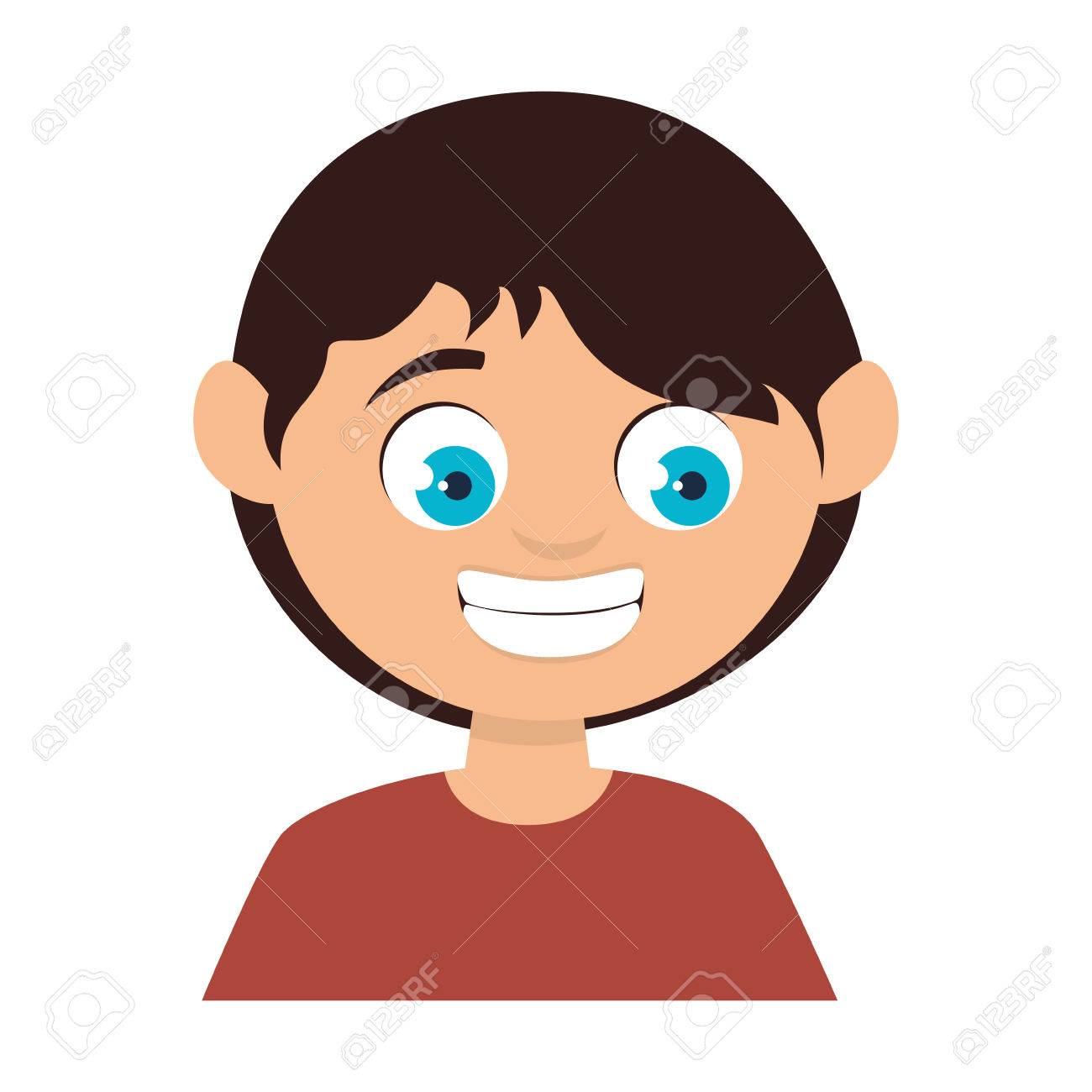 Visage De Garcon Souriant Sourire Male Enfant Dessin Anime Enfant Illustration Isole Clip Art Libres De Droits Vecteurs Et Illustration Image