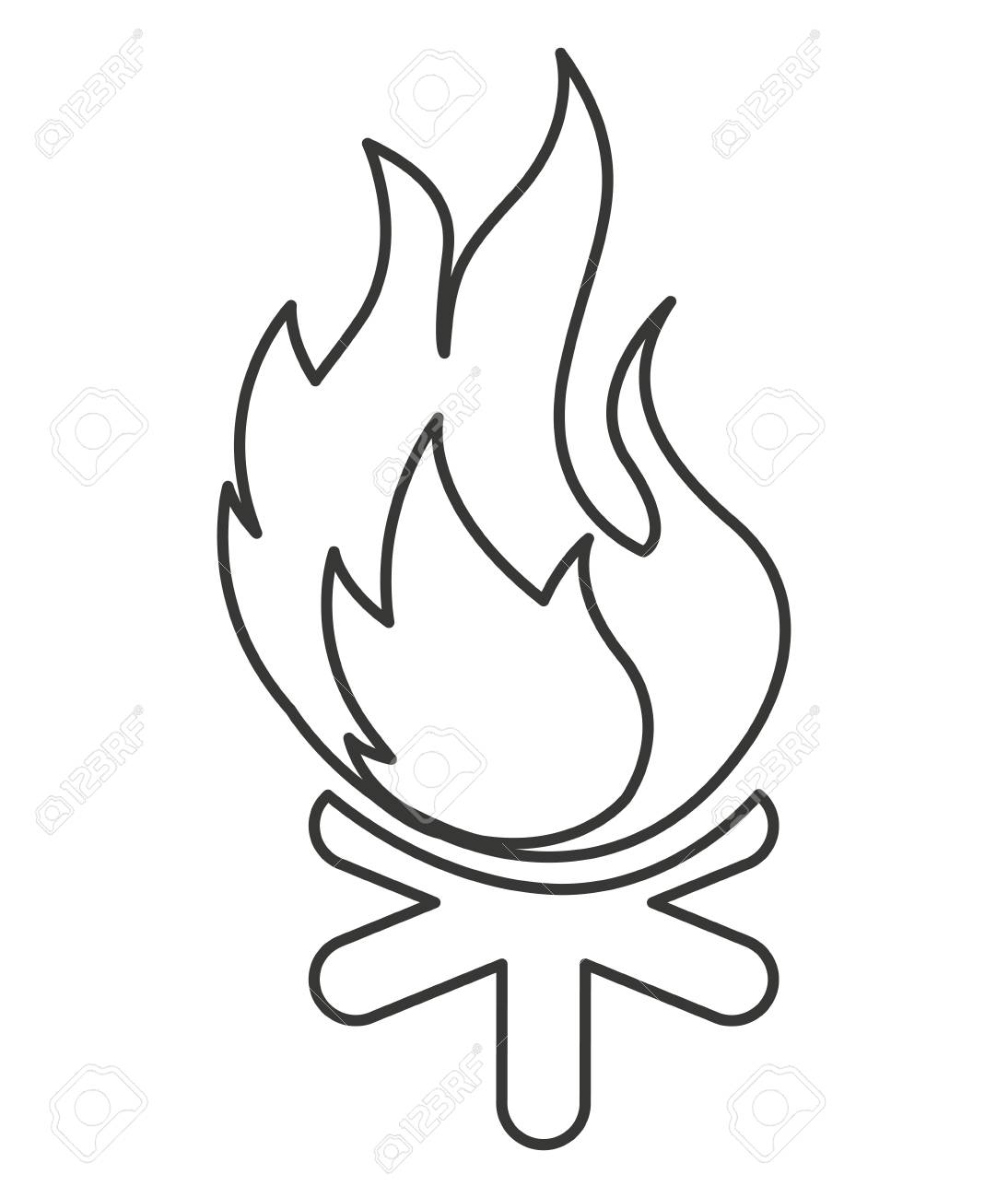 キャンプファイヤーの炎木のアイコン ベクトル イラスト デザインのイラスト素材 ベクタ Image