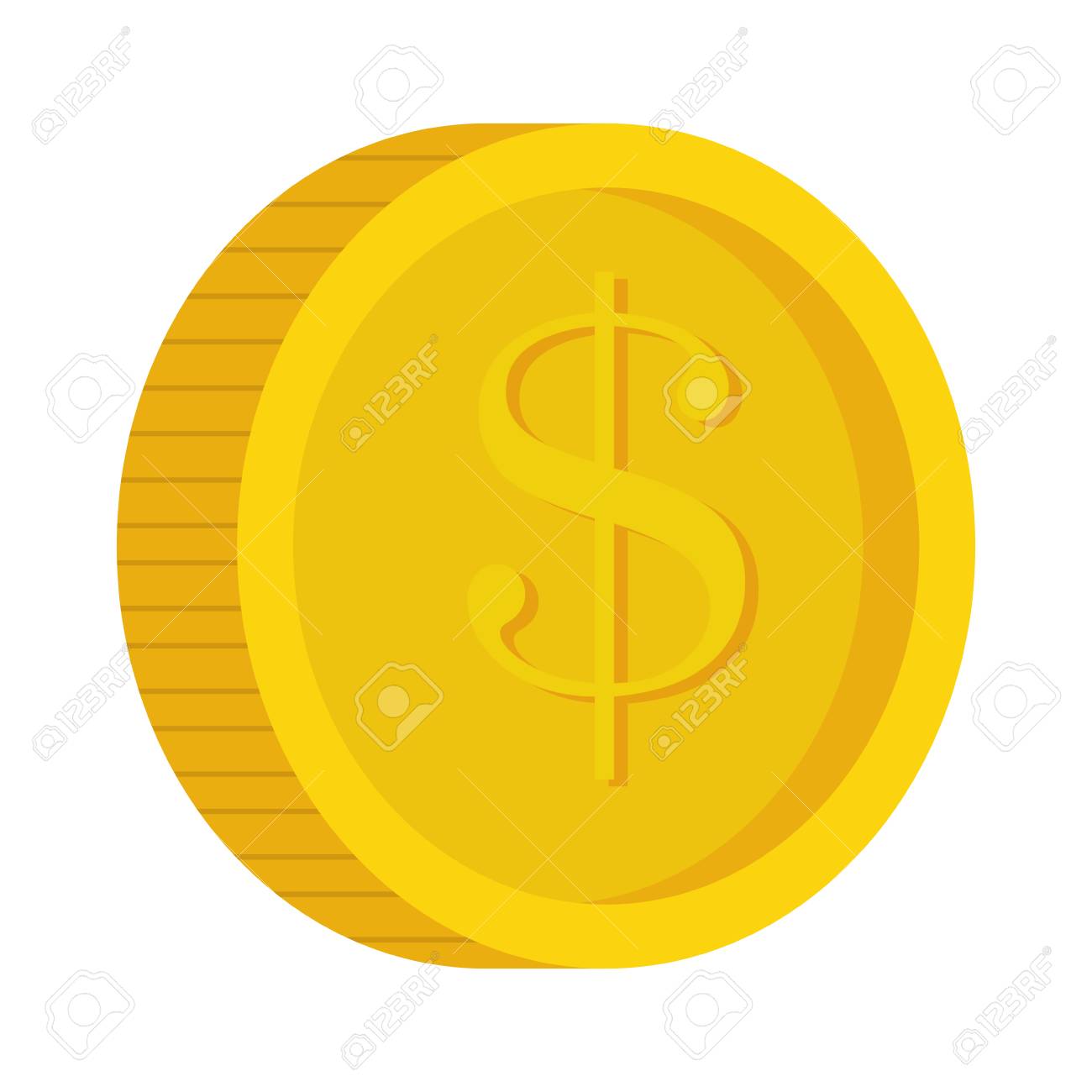 金サインとゴールド カラーのお金コイン ベクトル イラストのイラスト素材・ベクター Image 61712075