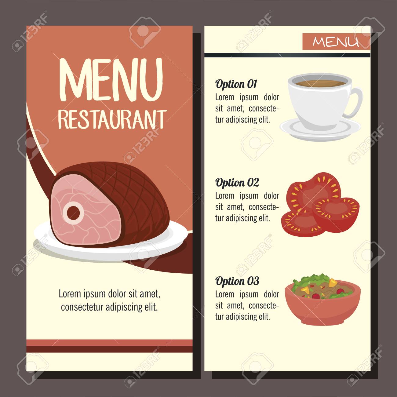 menú del restaurante cubierta icono ejemplo gráfico del vector