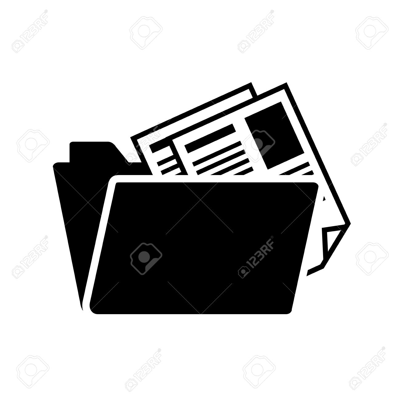 フォルダーのファイルのドキュメント データ アーカイブ シルエット ベクトル図のイラスト素材 ベクタ Image