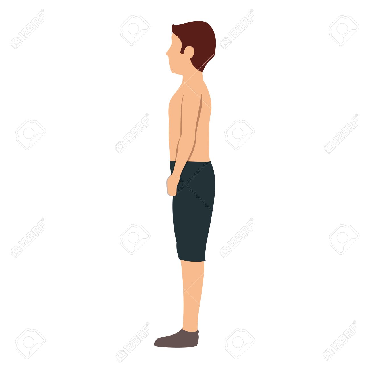 細い体と身に着けているショート パンツ漫画男 ベクトル図 ロイヤリティ