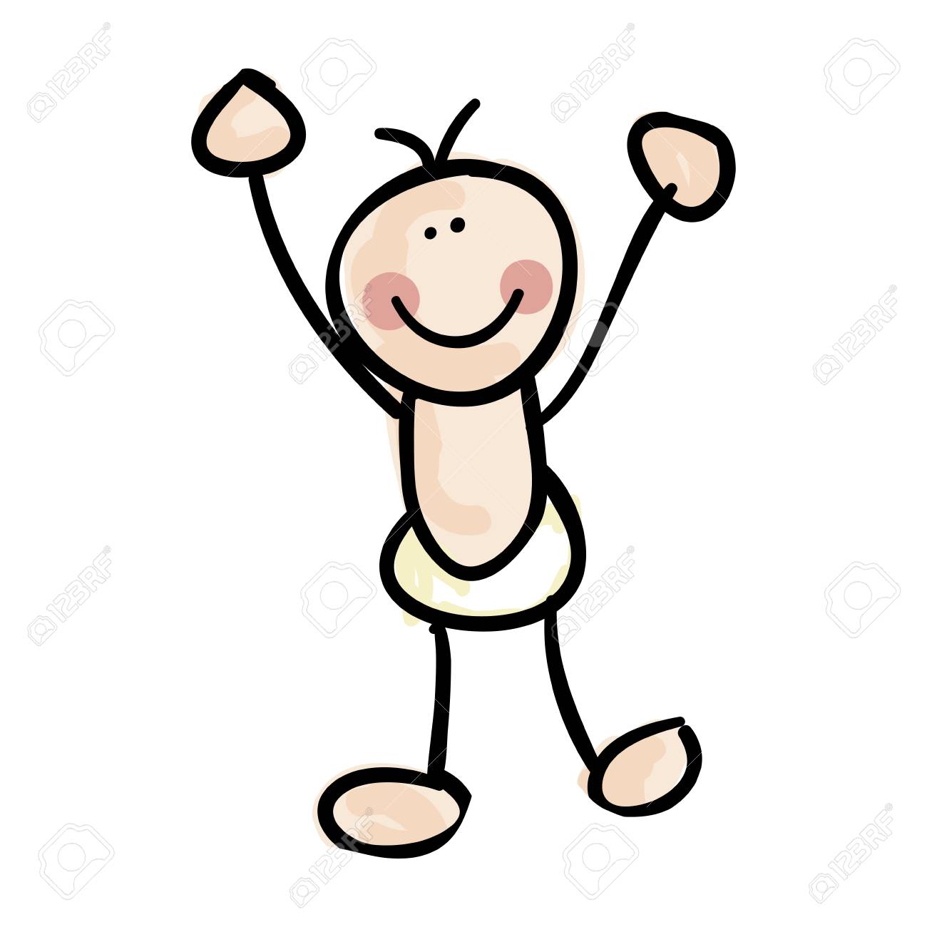 Dessin Bebe Souriant Avec Louche Blanche Illustration Vectorielle Clip Art Libres De Droits Vecteurs Et Illustration Image