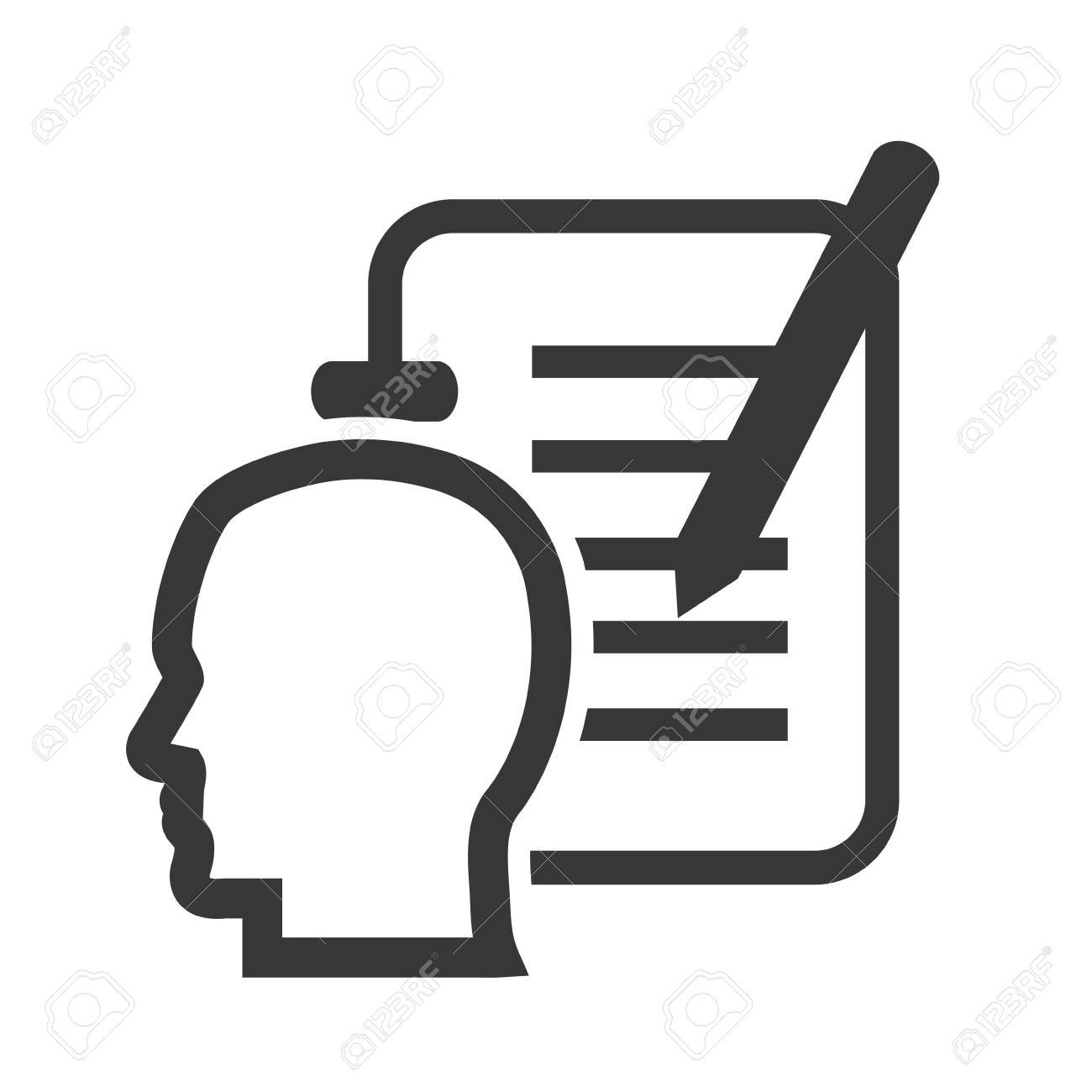 ファイルのドキュメント ページと頭プロファイル人アイコン シルエット付きペン ベクトル図 のイラスト素材 ベクタ Image