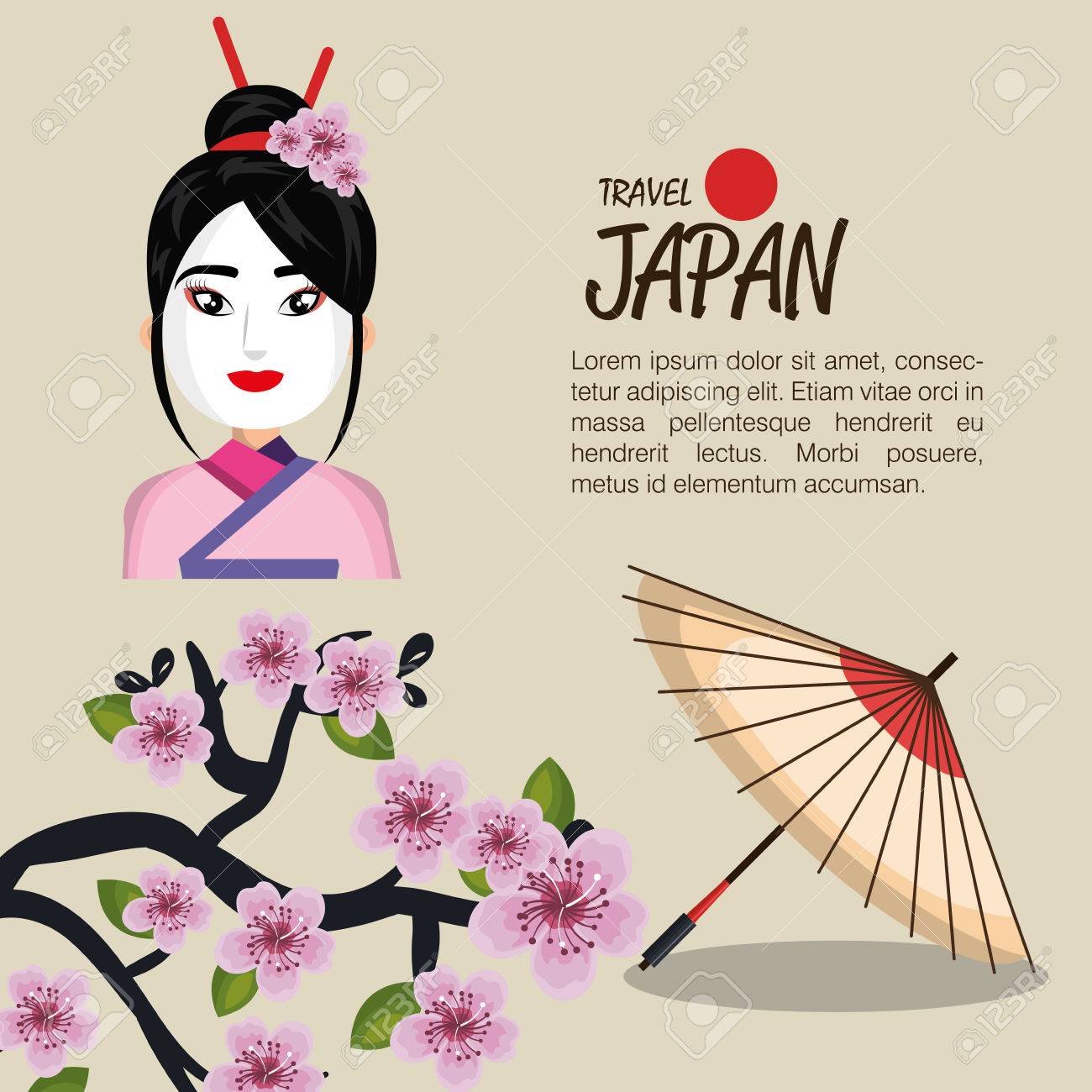 女の子着物ようこそ日本アイコン ベクトル図 のイラスト素材 ベクタ Image