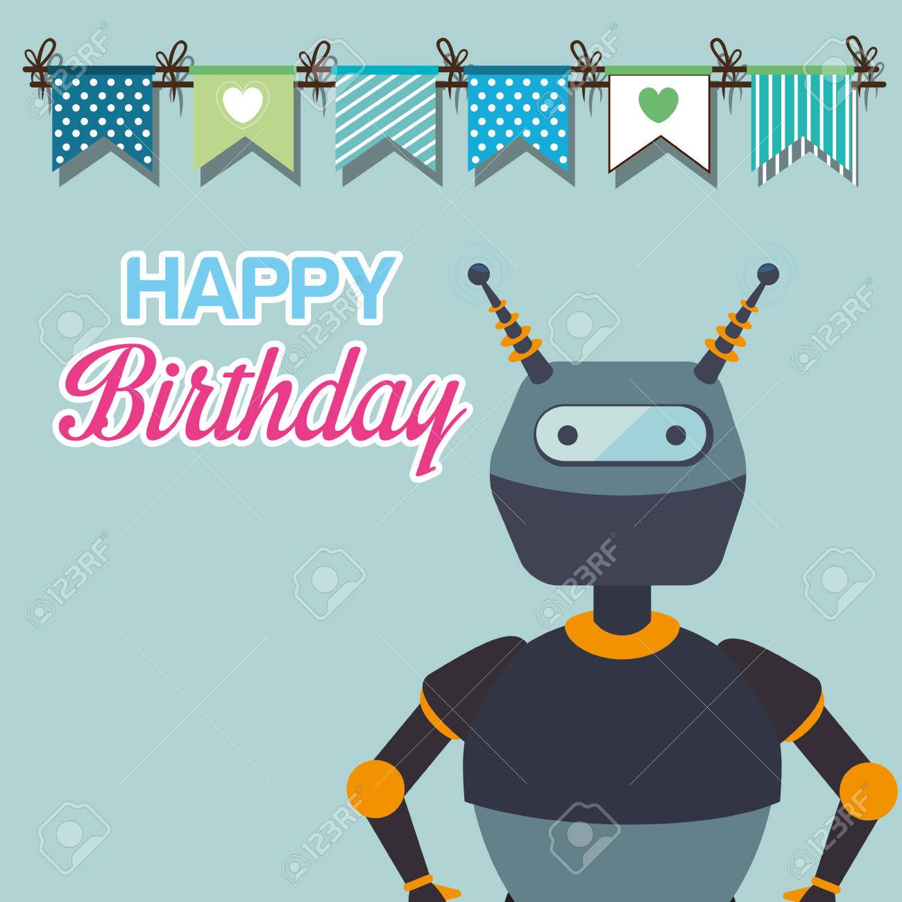 Happy Birthday Card With Robots Theme Colorful Design Vector Illustration Royalty Free Cliparts Vectors And Stock Illustration Image Happy Birthday Card With Robots Theme Colorful Design Vector Illustration Royalty Free Cliparts Vectors And Stock Illustration Image