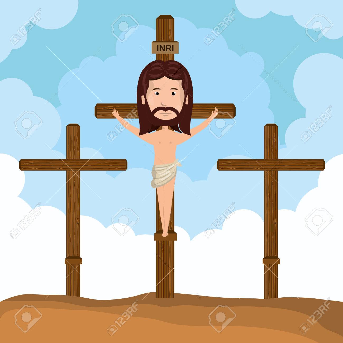 Jesus Christ Crucified Calvary Design Vector Illustration Eps 10 ...