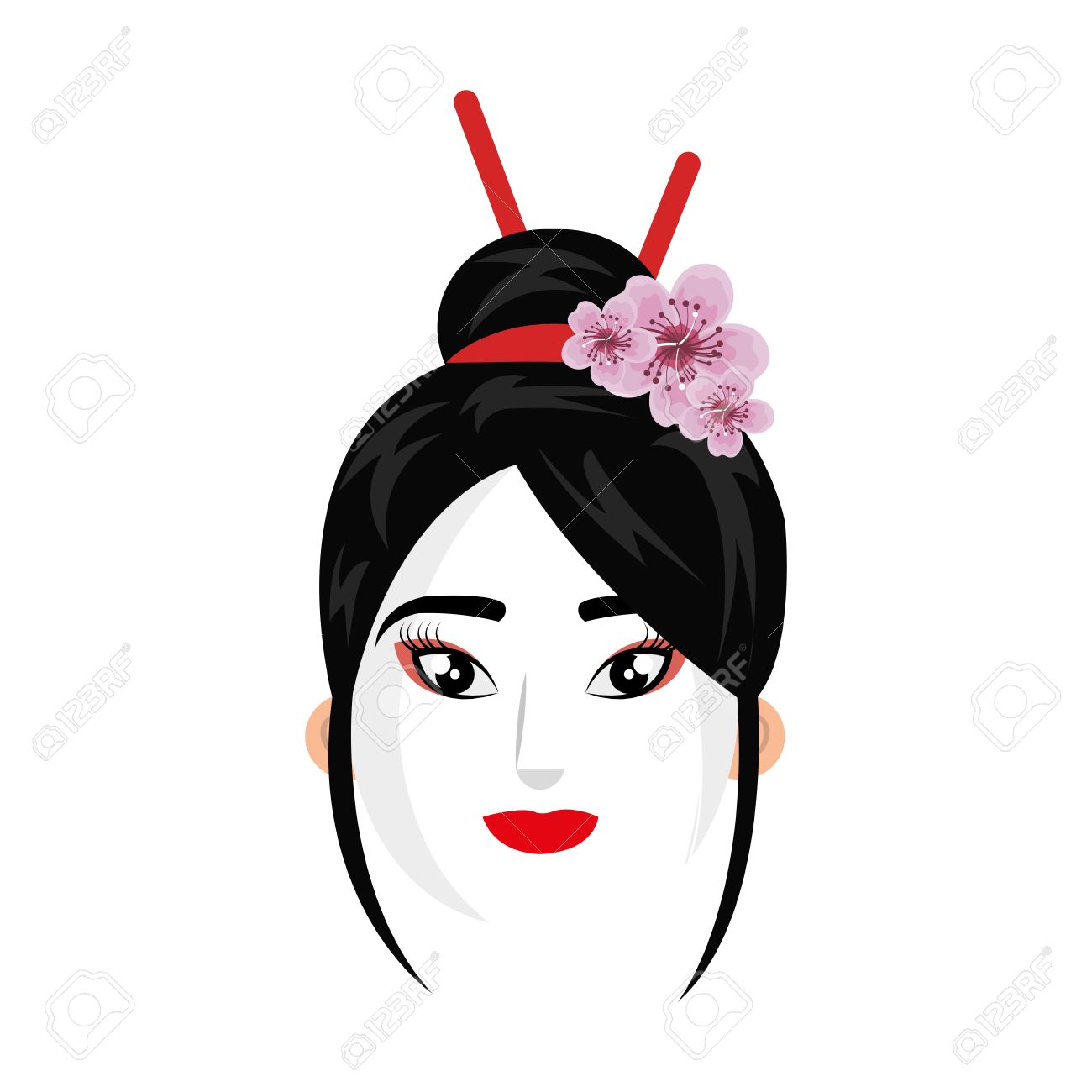 Bien connu Bella Geisha Disegno Giappone Carattere Illustrazione Vettoriale WB18