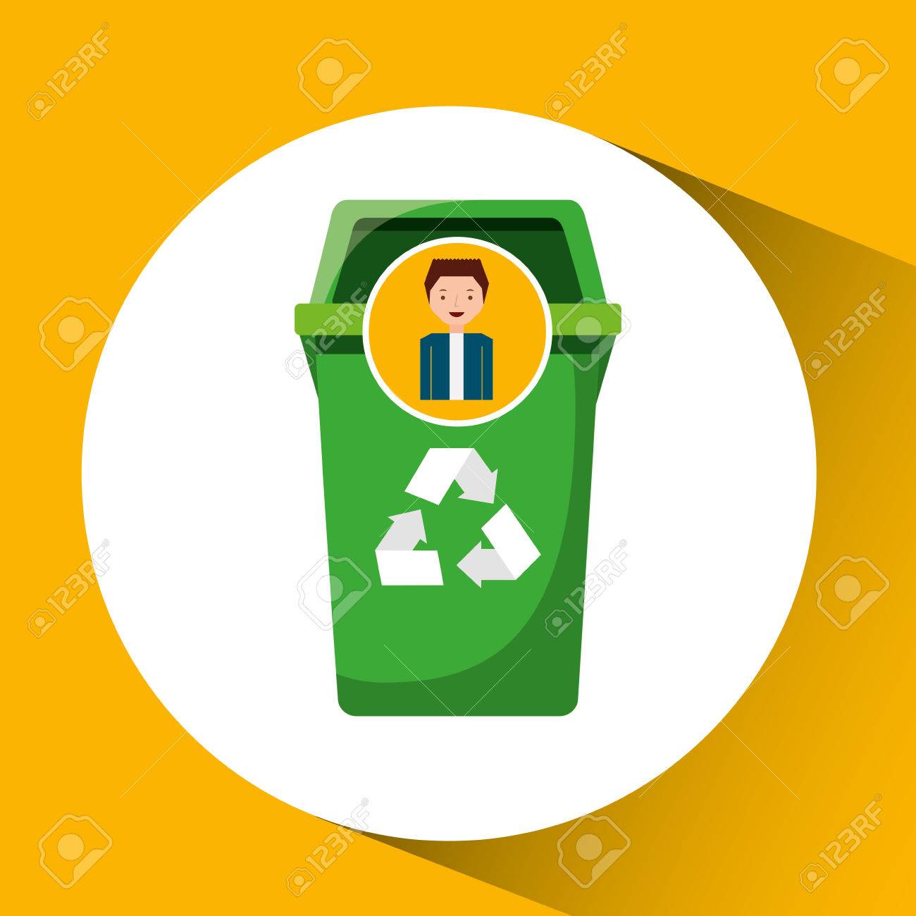 かわいい男の子リサイクル エコロジー アイコン ゴミすることができますベクトル イラスト のイラスト素材 ベクタ Image