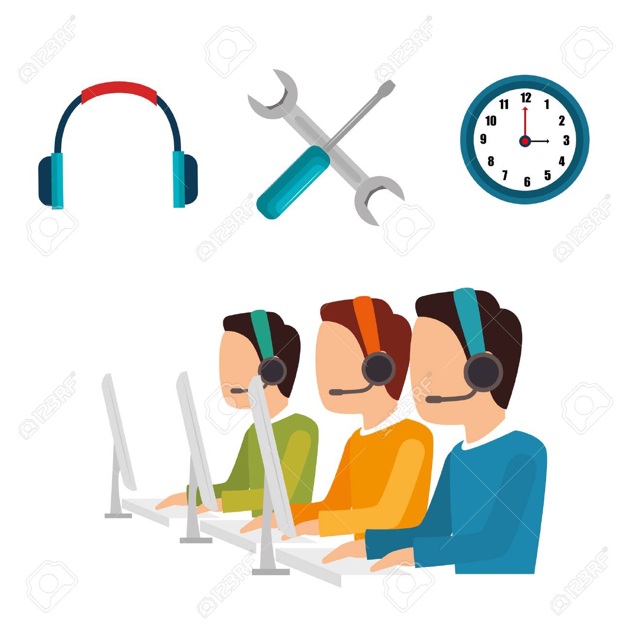 콜 센터 고객 서비스 벡터 일러스트 레이 션 디자인 로열티 무료 사진, 그림, 이미지 그리고 스톡포토그래피. Image 66062838