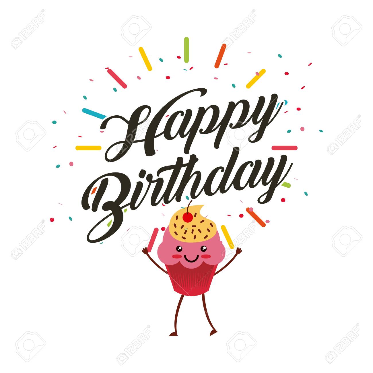 Carte De Joyeux Anniversaire Avec Cupcake De Dessin Anime Avec Un Visage Heureux Design Colore Illustration Vectorielle Clip Art Libres De Droits Vecteurs Et Illustration Image Carte De Joyeux Anniversaire Avec Cupcake De Dessin Anime Avec Un Visage Heureux Design Colore Illustration Vectorielle Clip Art Libres De Droits Vecteurs Et Illustration Image