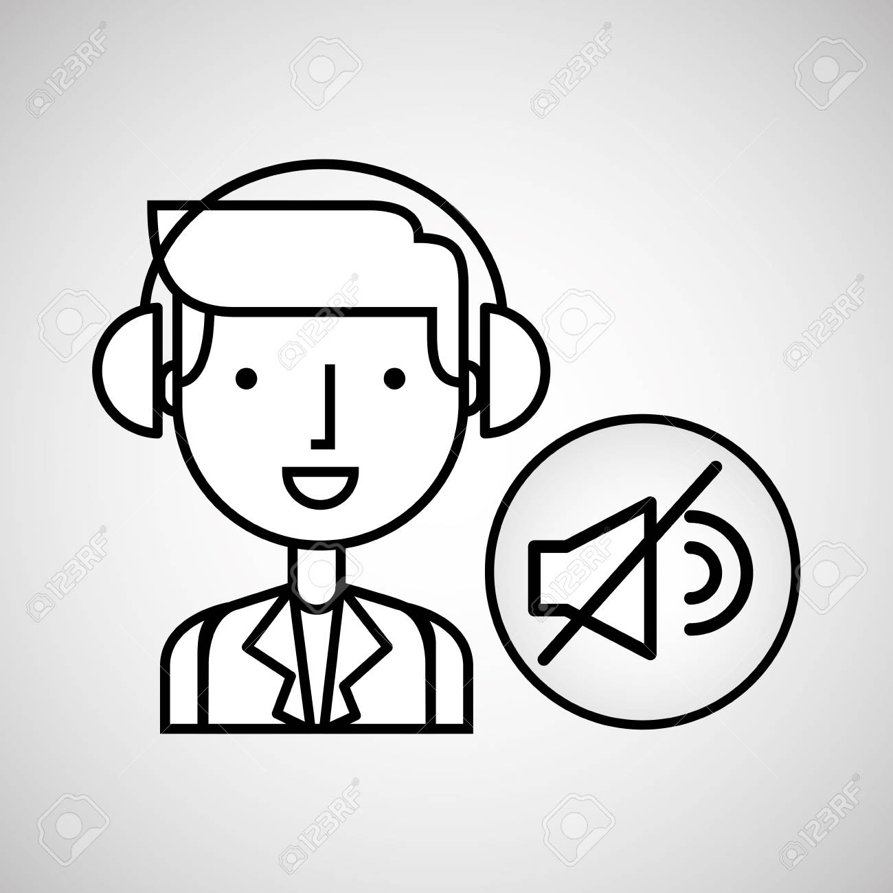 Mann Hand Zeichnen Musik Horen Kein Ton Vektor Illustration Eps 10 Lizenzfrei Nutzbare Vektorgrafiken Clip Arts Illustrationen Image 66886113