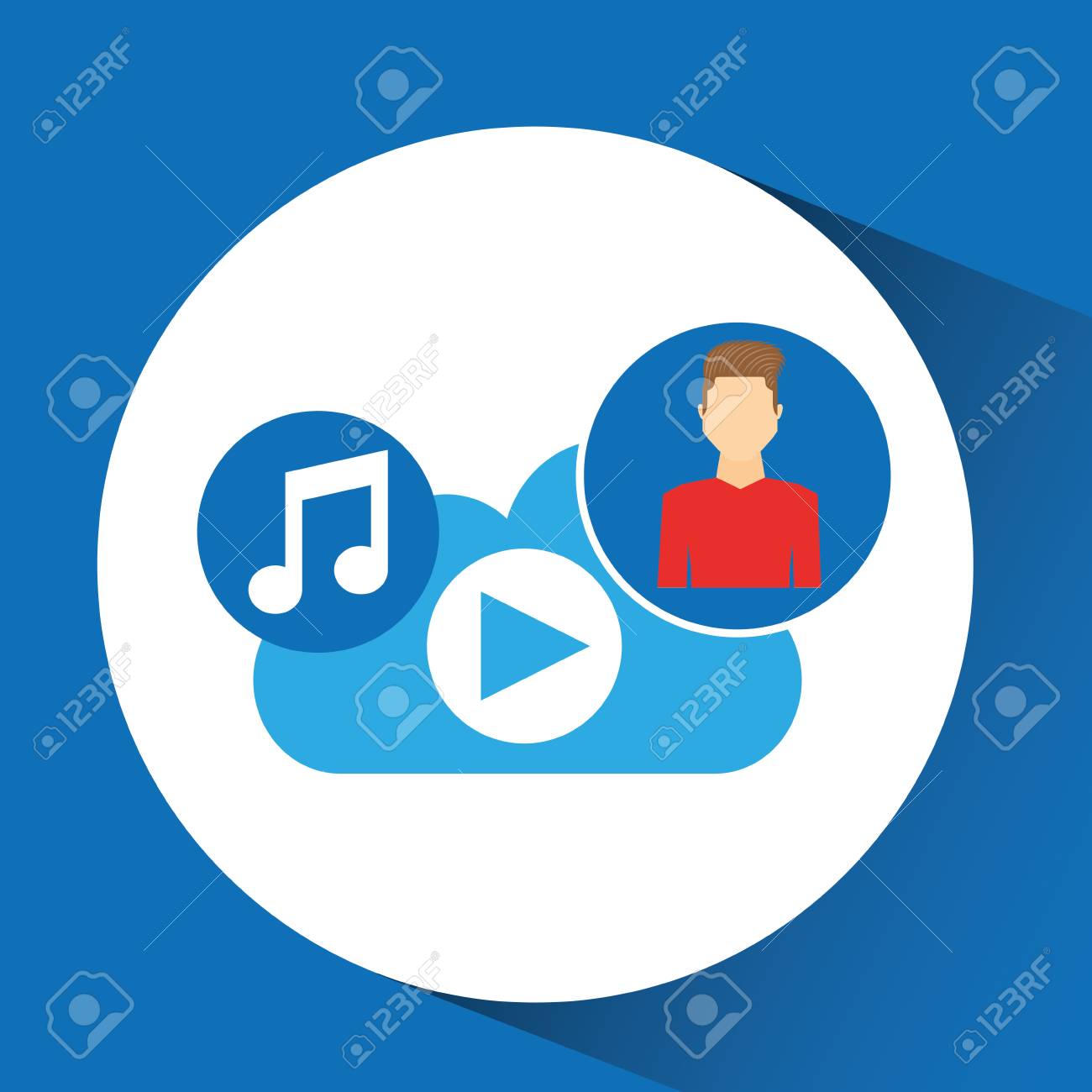 漫画の男ファッショナブルなクラウド音楽再生ベクトル イラスト Eps 10のイラスト素材 ベクタ Image