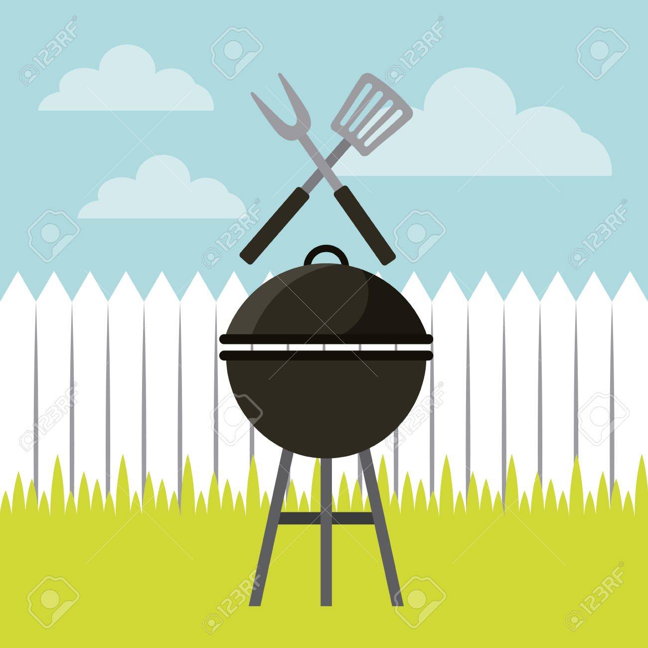 Parrilla De La Barbacoa Y El Icono De Utensilios De Cocina. Diseño ... Parrilla De La Barbacoa Y El Icono De Utensilios De Cocina. Diseño ...