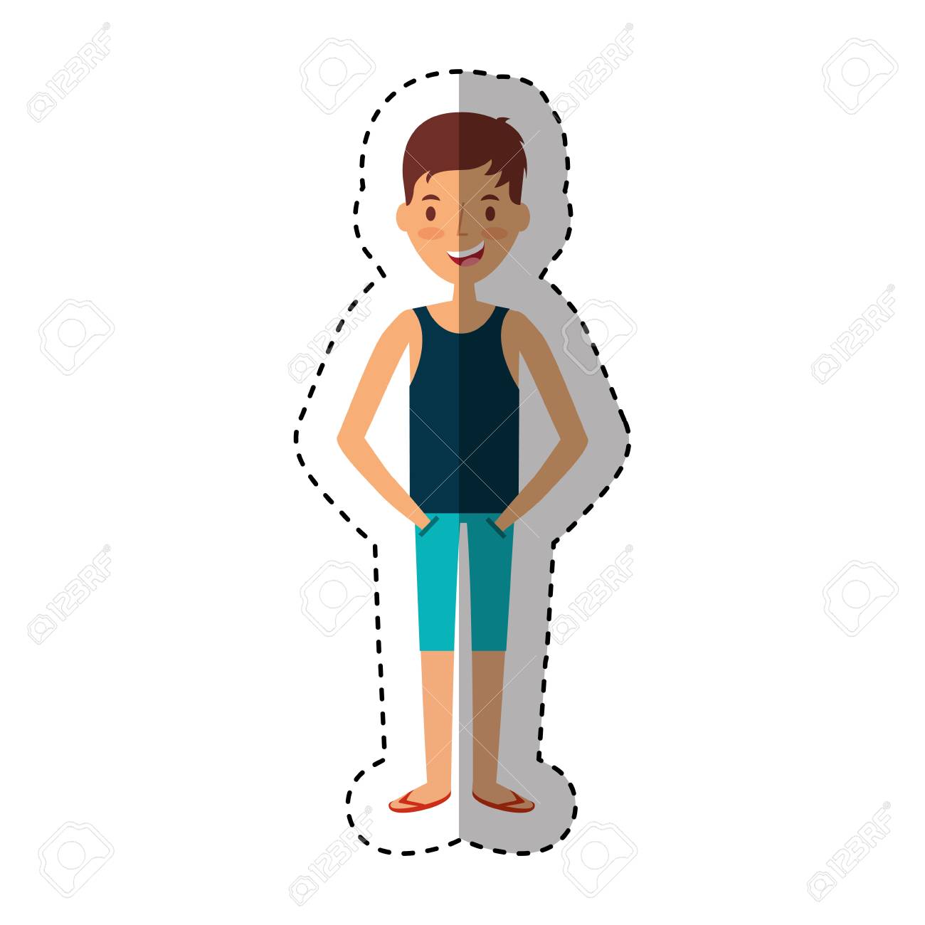 夏服の若い男文字ベクトル イラスト デザイン のイラスト素材 ベクタ Image