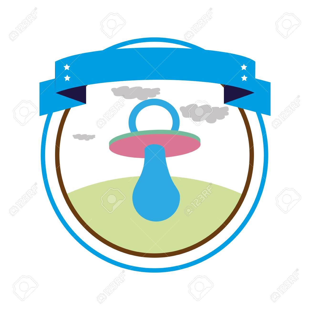 Bordure Circulaire Avec Etiquette Et Sucette Pour Bebe Avec Illustration Vectorielle Tetine En Caoutchouc Clip Art Libres De Droits Vecteurs Et Illustration Image