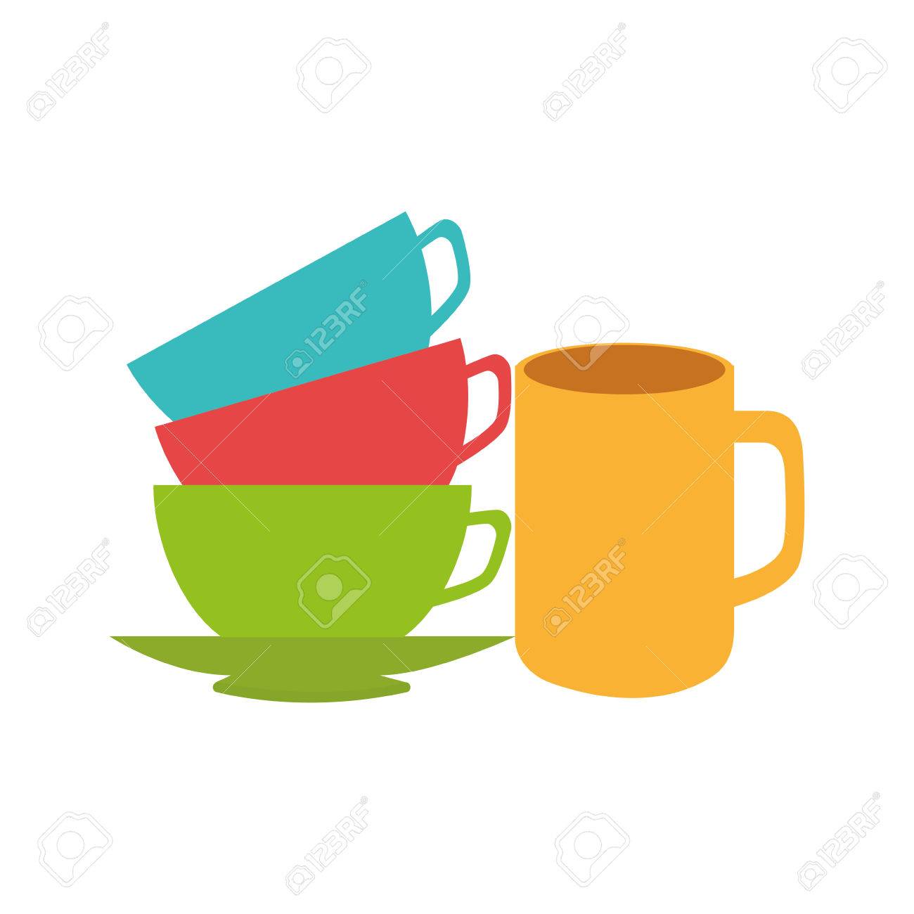 stack of colorful coffee cups vector illustration royalty free