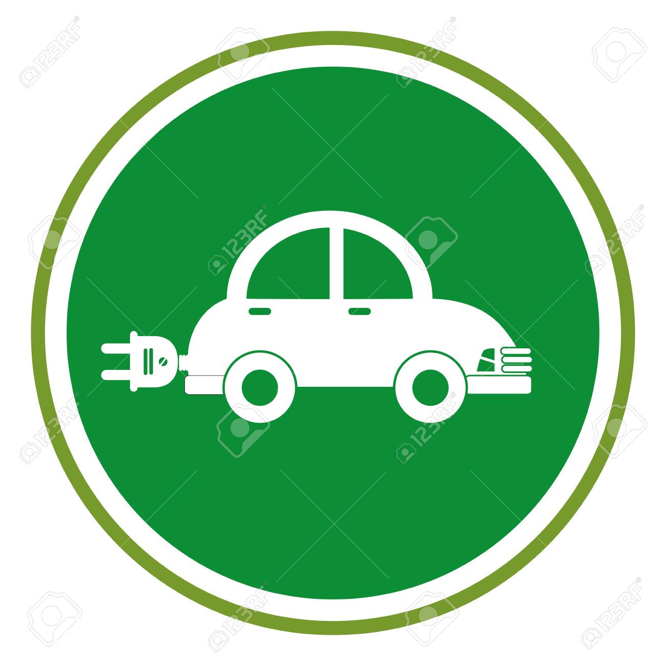 電気のエコ車ベクトル イラスト色円形フレームのイラスト素材 ベクタ Image